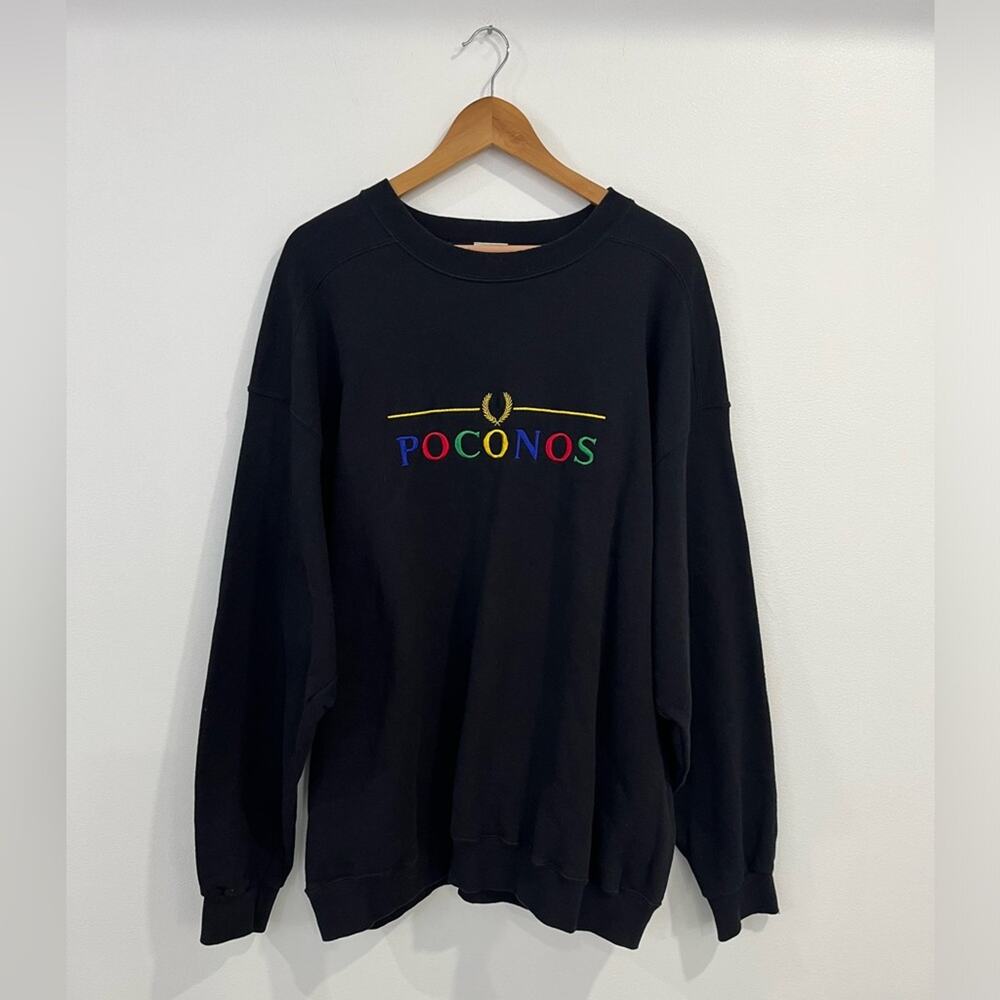 Poconos‎ Vintage Crewneck Oversized Sweatshirt Black XL